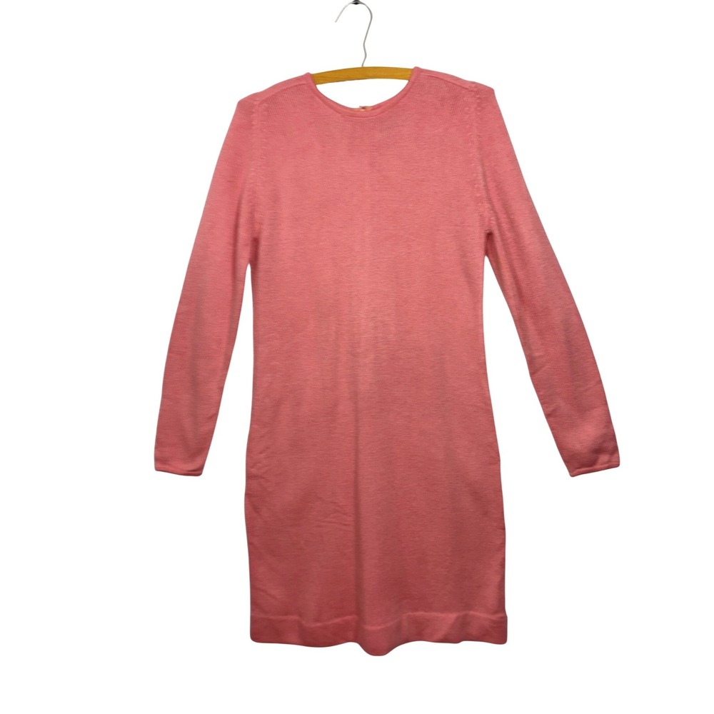 Vintage Hadley Pink Cashmere Blend Knit Long Sleeve Sheath Dress Size 10